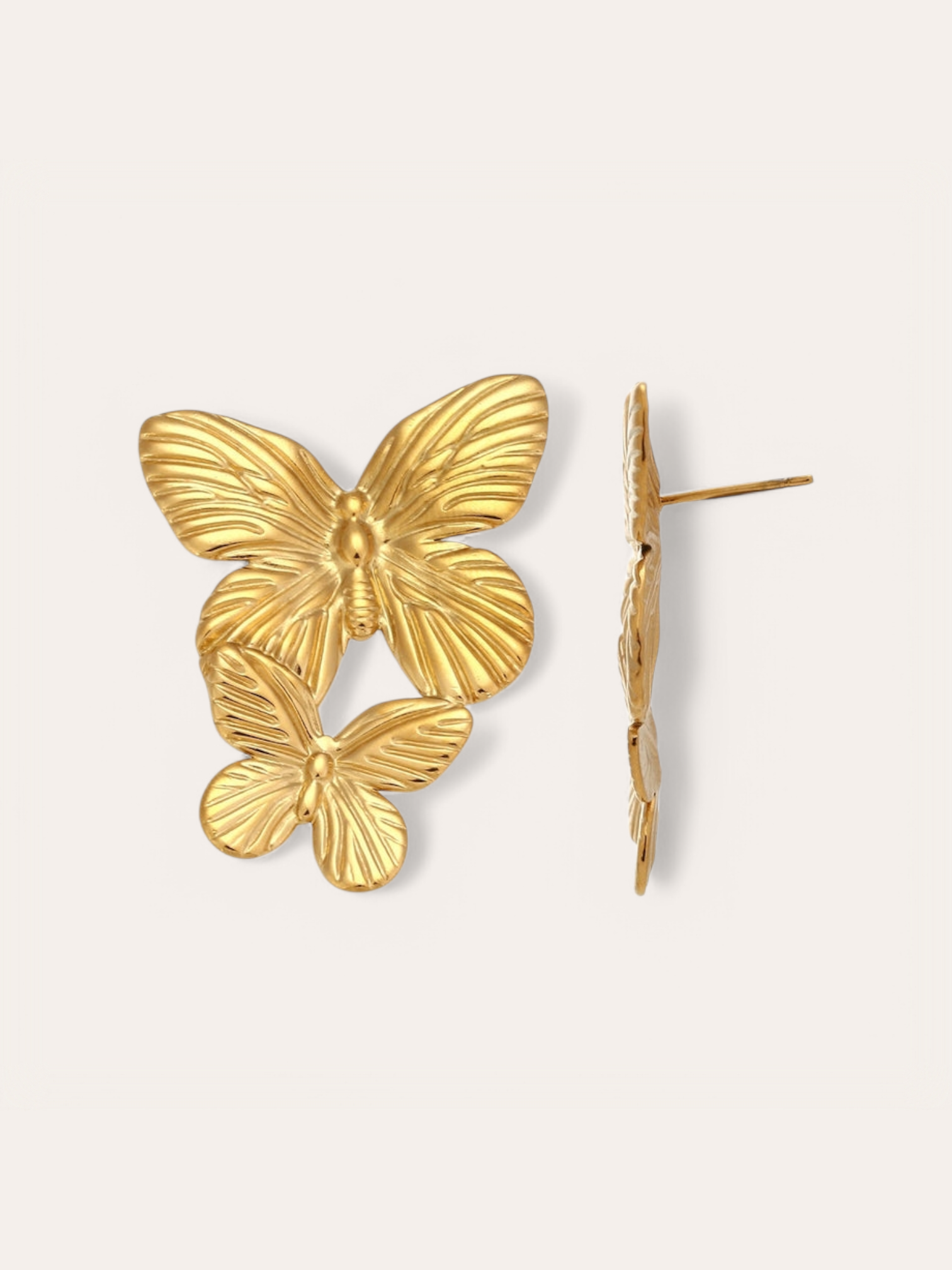 Pendientes Mariposa de Fiora Jewels, en pacero inoxidable, inspirados en los nuevos comienzos y la transformación